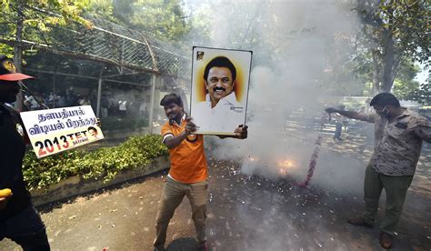 DMK Party Workers Celebrating During The Counting Of Tamil Nadu Photos ...