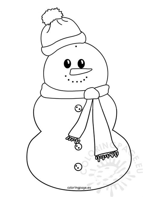 Snowman with Scarf and Hat template | Coloring Page