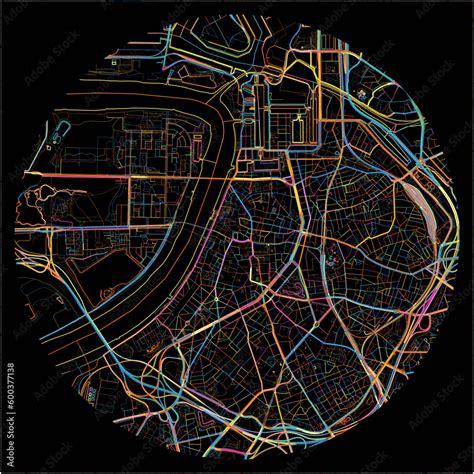 Colorful Map of Antwerp, Antwerp with all major and minor roads. Stock ...