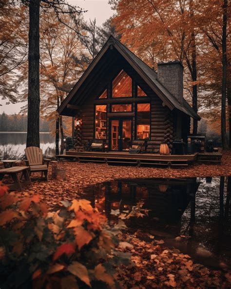 Cozy Autumn Cabins: Vibrant Fall Wallpapers | Cabin aesthetic, House in ...