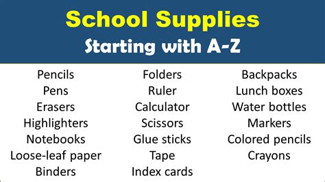 A to Z School Supplies, List of All School Supplies – EngDic