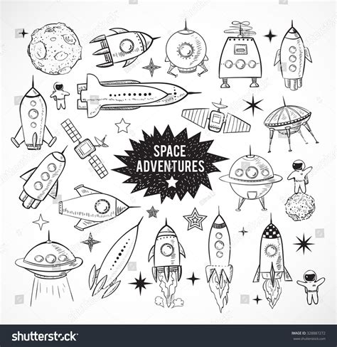 Collection Sketchy Space Objects Isolated On Stock Vector (Royalty Free ...