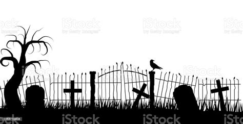 Halloween theme silhouette vector art | Silhouette vector, Halloween graveyard, Vector art