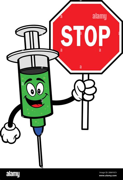 Flu Shot with Stop Sign- A Cartoon Illustration of a Flu Shot with a Stop Sign Stock Vector ...