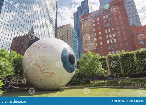 Realistically Rendered Fiberglass Sculpture Giant Eyeball In Downtown Dallas, Texas Editorial ...