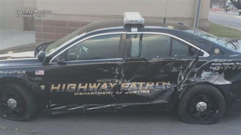 Montana Highway Patrol cars side-swiped on I-90