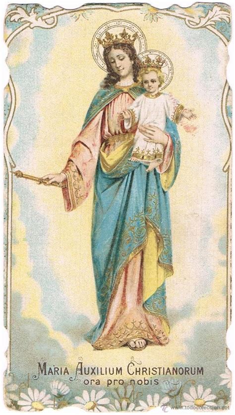 Maria Auxilium Christianorum Antique Holy Card, Vintage Holy Cards, Jesus And Mary Pictures ...