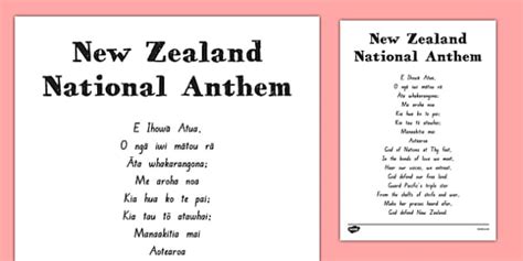 New Zealand National Anthem Sheet (teacher made) - Twinkl