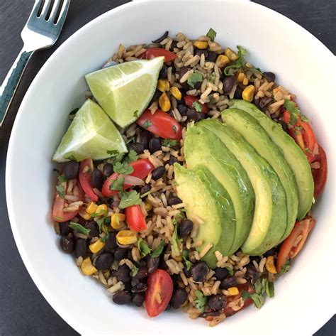 Skillet Rice and Beans topped with Creamy Avocado | Recipe | Healthy ...