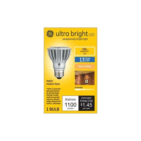 GE Ultra Bright 100-Watt EQ LED Par20 Warm White Dimmable Flood Light Light Bulb in the Spot ...