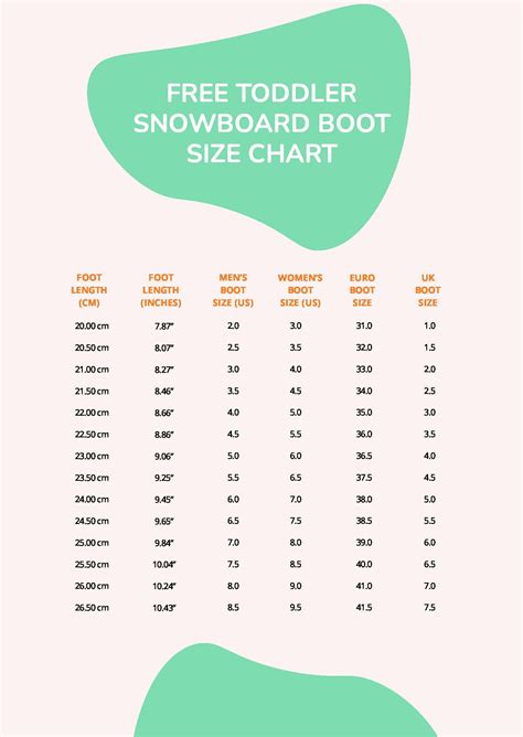 Youth Snowboard Size Chart in PDF - Download | Template.net