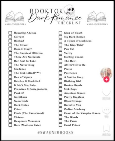 BookTok Dark Romance Checklist : r/NewAdultLit