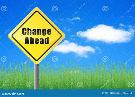 Road sign change ahead. stock illustration. Illustration of lawn - 21915108