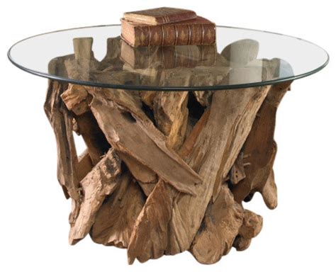 Uttermost Driftwood Glass Top Cocktail Table - Side Tables And End ...