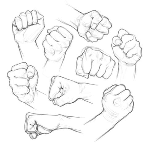 Drawing fist, Hand drawing reference, How to draw hands