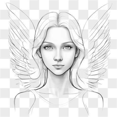 Download Inspiring Black and White Drawing of a Woman with Angel Wings ...