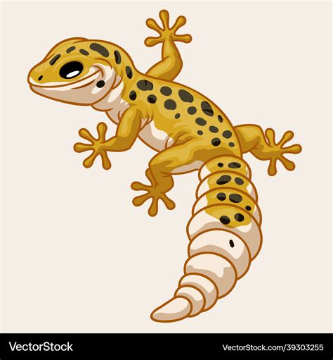 Leopard gecko in cute cartoon style Royalty Free Vector