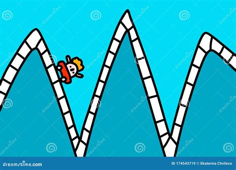 Rollercoaster Hand Drawn Vector Illustration in Cartoon Comic Style Man ...