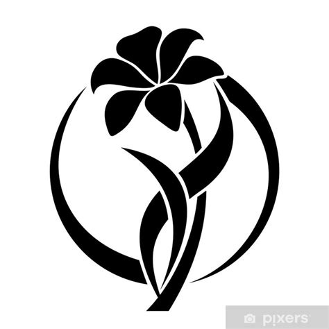 Sticker Black silhouette of lily flower. Vector illustration. - PIXERS ...