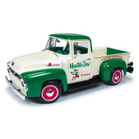 1956 Ford F100 Pickup Truck Mountain Dew, White and Green - Auto World - 1/18 scale diecast ...