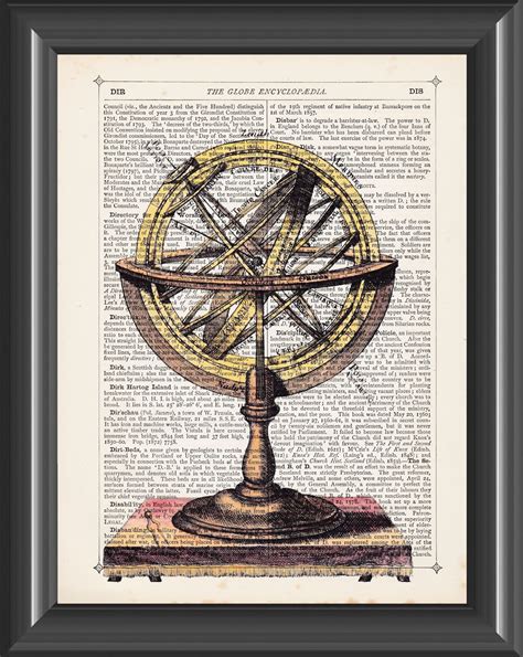 vintage celestial globe art print home wall decor dictionary