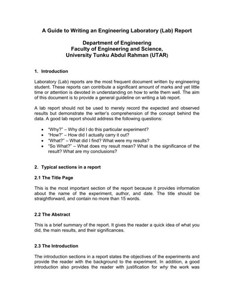 Formidable How To Write An Introduction For A Lab Report Physics ...