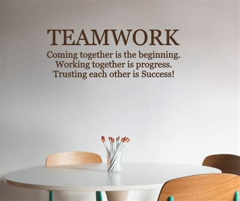 teamwork coming together is the beginning m 136 office wall quote school classroom vinyl ...