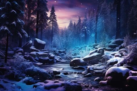 Premium AI Image | Enchanting Winter Wonderland Captivating Night Park ...