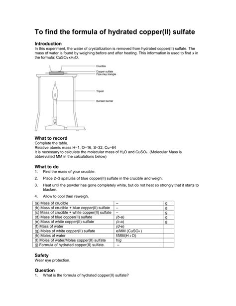 ️ Hydrated copper sulfate. What Is the Formula for Copper(II) Sulfate?. 2019-01-25