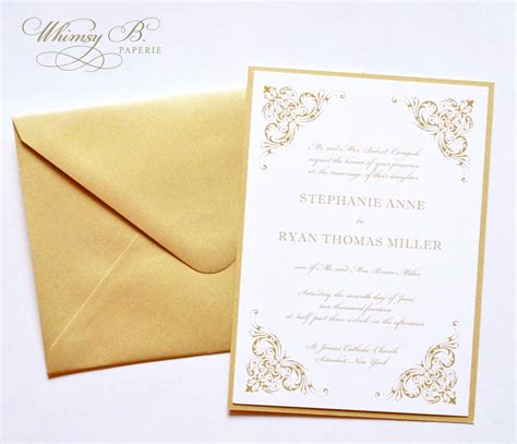 Champagne Wedding Invitations Gold Wedding Invitations