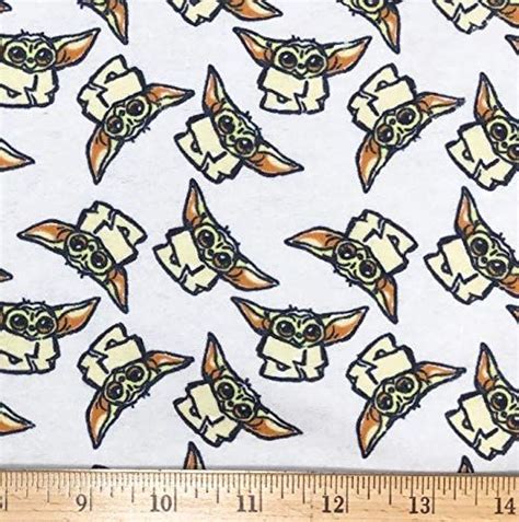 1/2 Yard - Mini Baby Yoda Star Wars Flannel Fabric - Officially Licensed (Great for Quilting ...