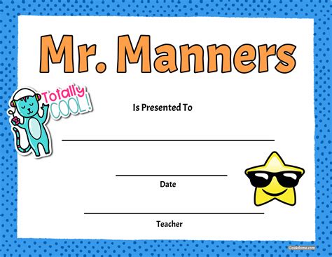 Free, Fast Student Award Generator | Mr. Manners