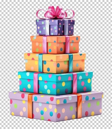 Stack of Birthday Gift Box Isolated on Transparent Background | Premium AI-generated PSD