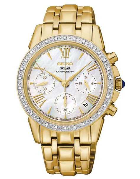 Seiko Ladies Le Grand Sport Solar Chronograph Watch With Diamond Bezel ...