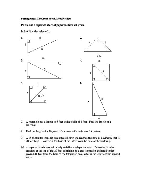 Pythagoras Theorem Class 9 Icse Worksheets