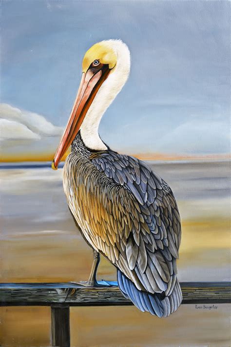 Sunset Pelican 24 x 36 Oil on Canvas Pelican Art, Oil On Canvas, Canvas ...