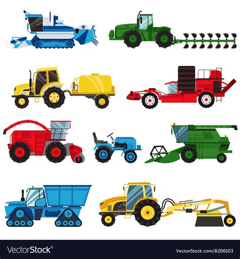 Equipment farm for agriculture machinery combine Vector Image