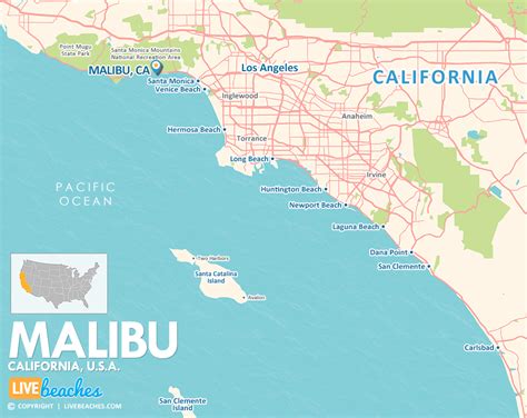 Map of Malibu, California - Live Beaches