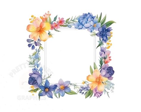 Watercolor Floral Border Clipart Png Instant Download File - Etsy