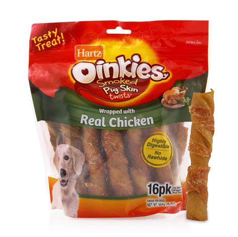 Hartz Oinkies Rawhide Free Chicken Wrapped Treats for Dogs, 16.4 oz Bag (16 pieces) - Walmart ...