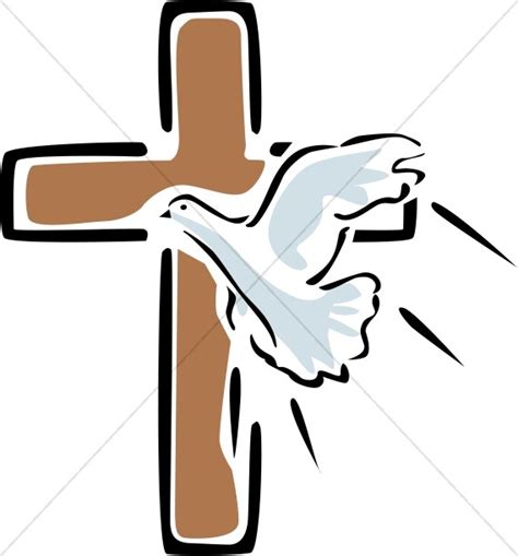 Outlined Cross with Flying Dove | Cross Clipart