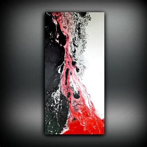 White Black and Red Painting 24x48 Abstract Painting Acrylic Painting Abstract Wall Art Large ...