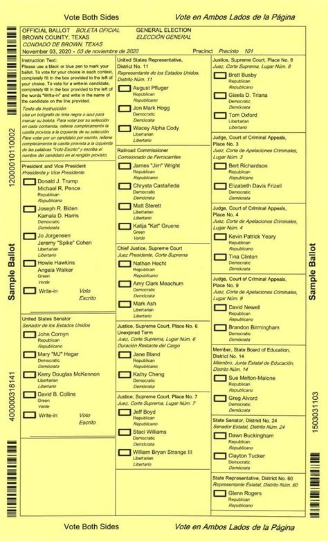 Sample ballots for Nov. 3 general election | Brownwood News