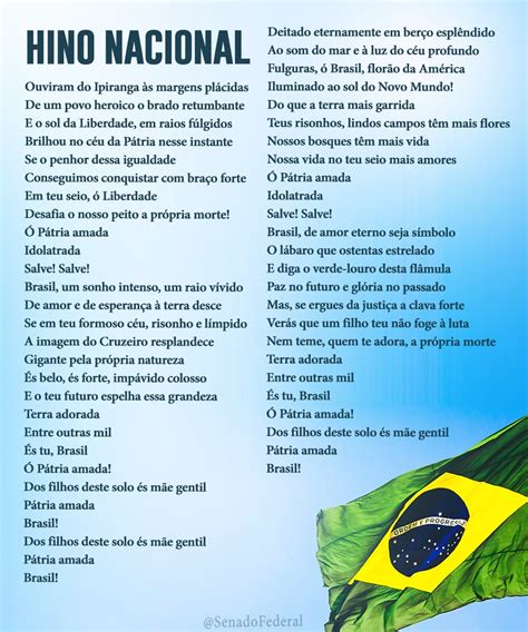 Hino Nacional Brasileiro Letra Para Imprimir - BRAINCP