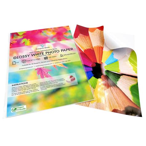 A4 Glossy White Photo Sticker Paper Labels | Splashproof, Inkjet & Laser | FOTO | Evergreen Goods