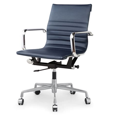 Navy Blue Vegan Leather M348 Modern Office Chairs | Zin Home