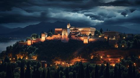 Premium AI Image | Night view of Alhambra