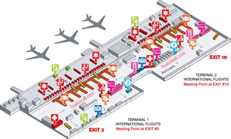 Don Mueang Airport Bangkok arrivals map - Bangkok to Hua Hin taxi ...