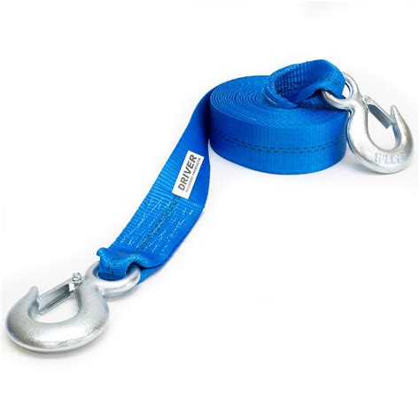 Driver Recovery 2" x 20' Heavy Duty Tow Strap with Safety Hooks - 10,000 Pound Pulling Power for ...