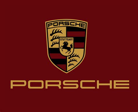 Porsche logo marca coche símbolo con nombre oro diseño alemán automóvil ...